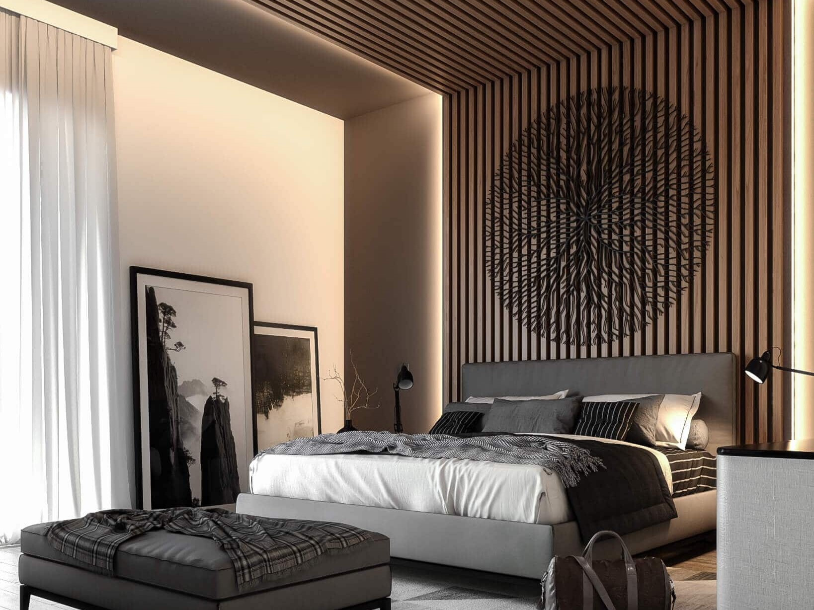 Luxury camera da letto boiserie minotti andersen pouf quadri parquet rendering interni archivision studio 5 Luxury camera da letto boiserie minotti andersen pouf quadri parquet rendering interni archivision studio