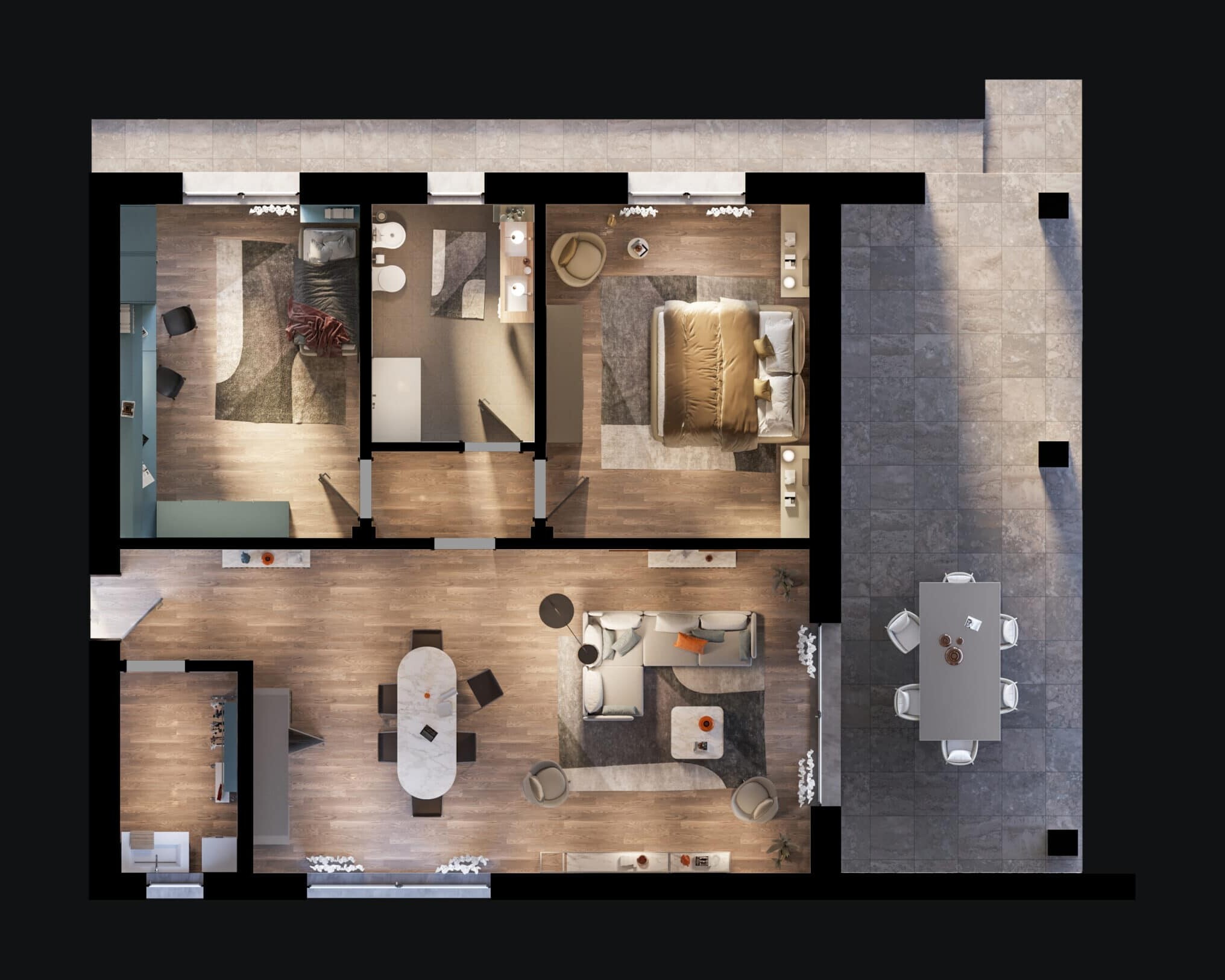 Planimetria arredata 3d interno villa rendering archivision studio scaled 3 Planimetria arredata 3d interno villa rendering archivision studio scaled