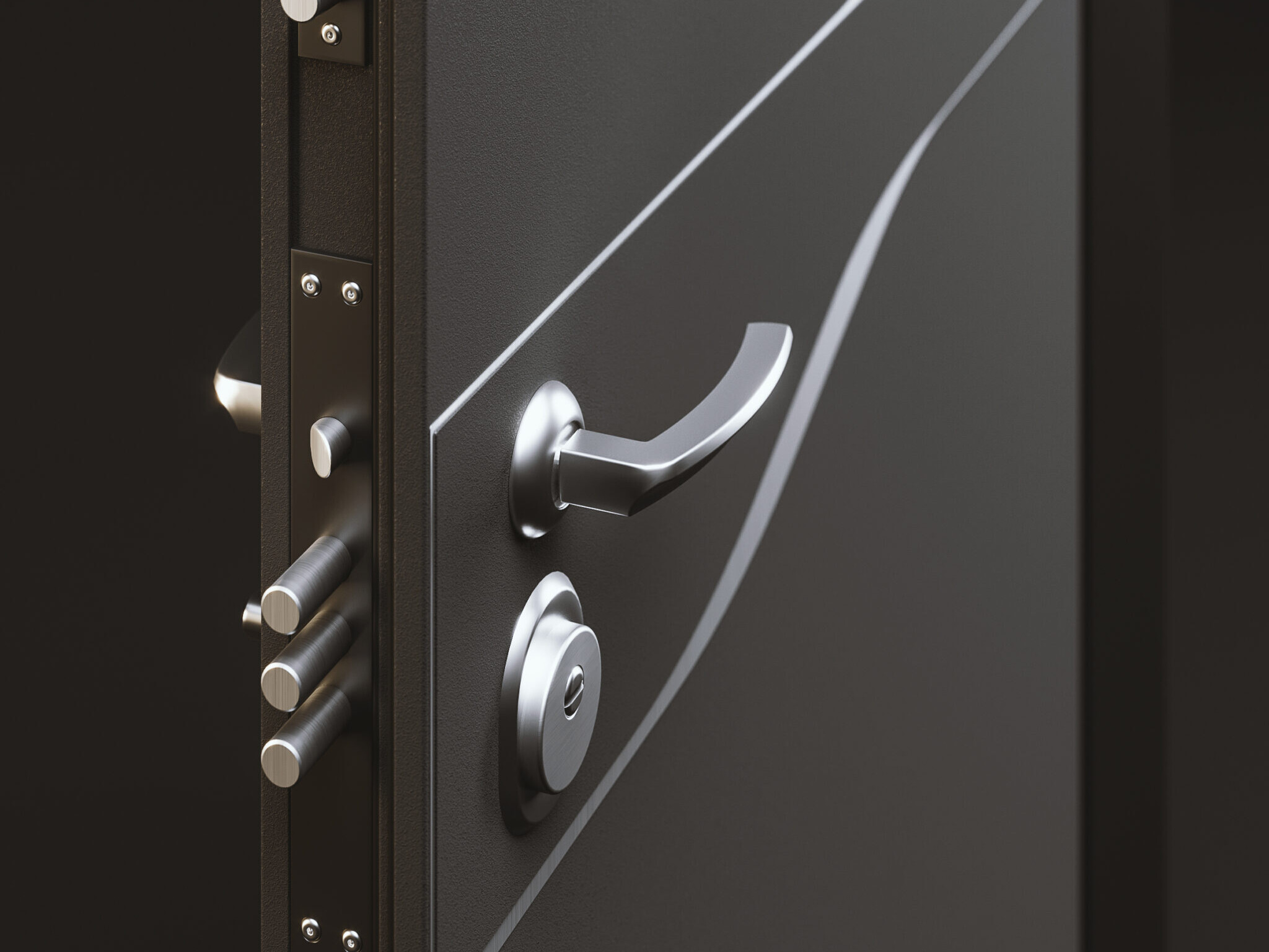 Rendering di prodotto still life meccanisco di chiusura porta archivision studio di rendering fotorealistici architettonici 2 Stl porta 01 hd 0001